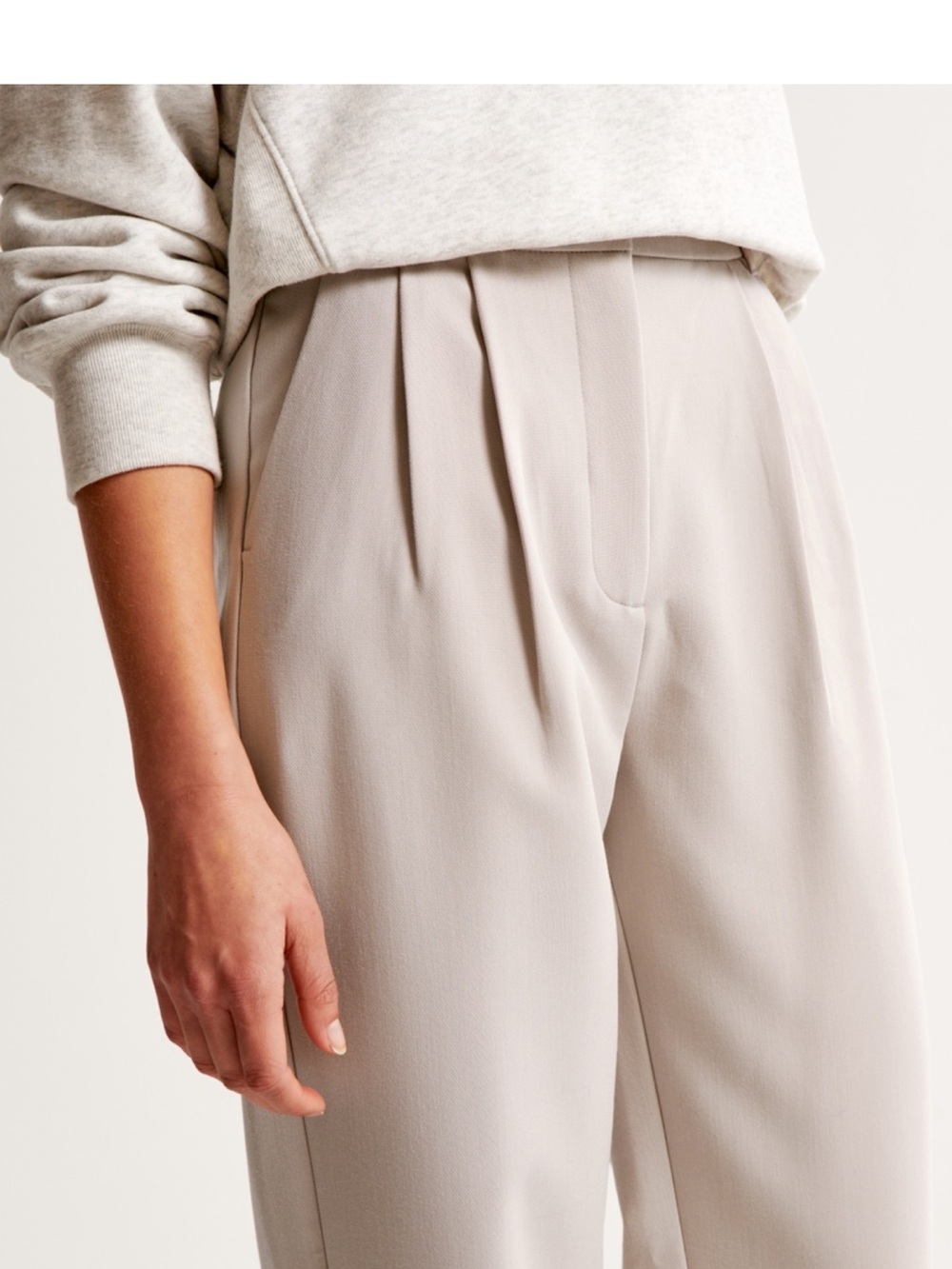 Abercrombie & Fitch Sloan Tailored Wide Leg Pants - Light Taupe - Picture 7 of 10